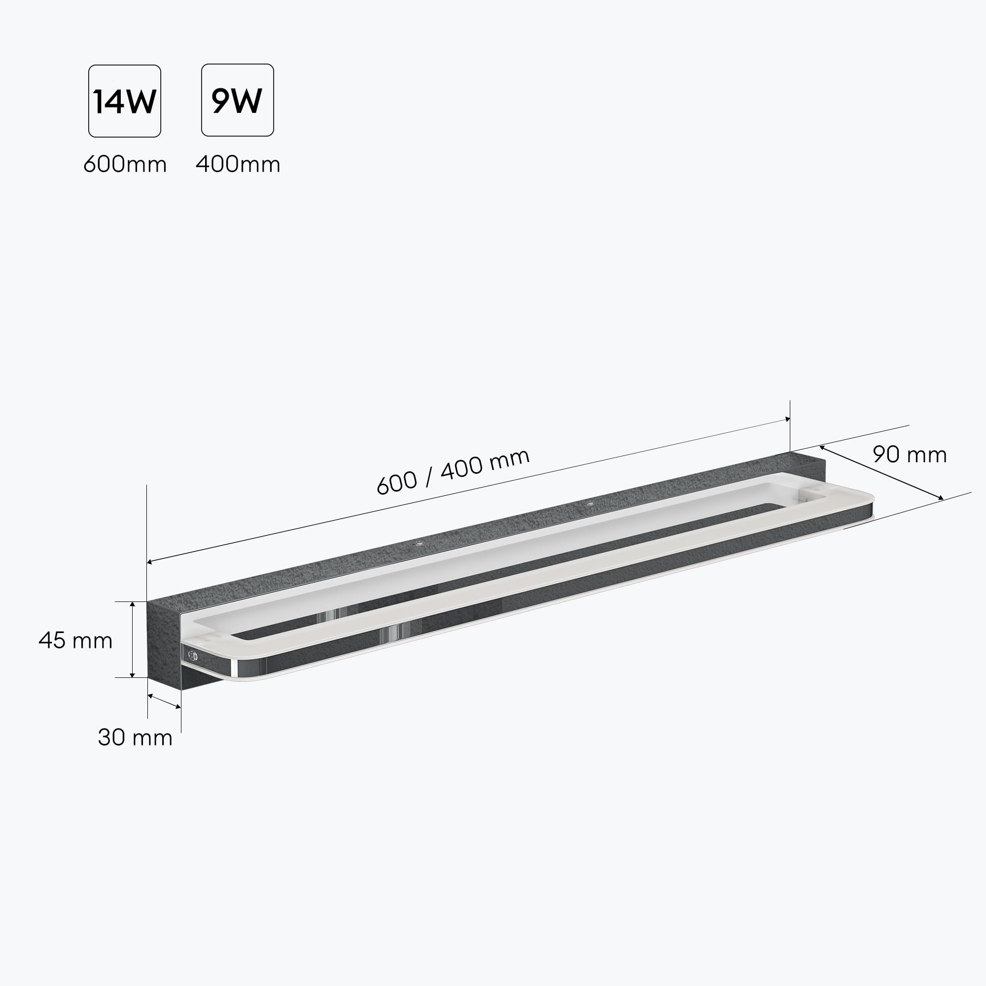 Mai & Mai Lampe Miroir LED 4000K pour Salle de Bain Murale Lumiere Intérieur 60cm Chrome Desgin SparkLuxe