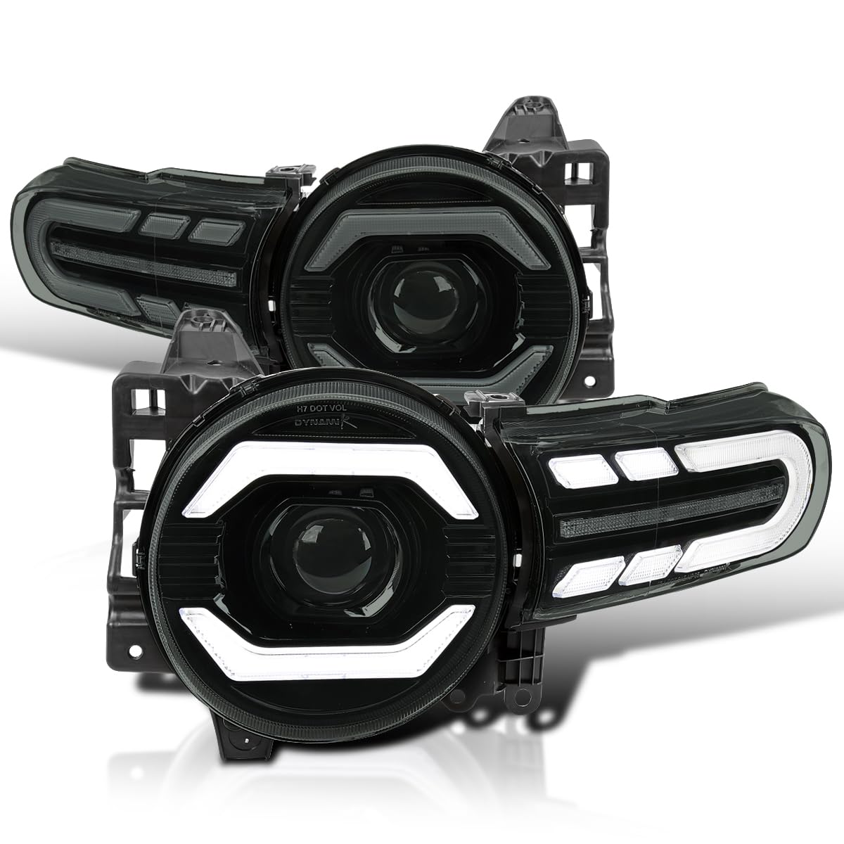SPEC-D TUNINGBlack Smoke LED Projector Headlights w/Sequential Turn Signal and Startup Animation Compatible with 2007-2014 Toyota FJ Cruiser, Left + Right Pair Headlamp Assembly