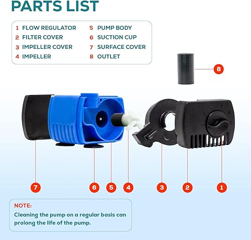 Vista 3 de Aqua Dream 90 GPH Submersible Pump(300/H,2.5W) Ultra Quiet Adjustable Water Pump for Pond,Aquarium,Fish Tank,Fountain,Hydroponics,Statuary - 1 Pc