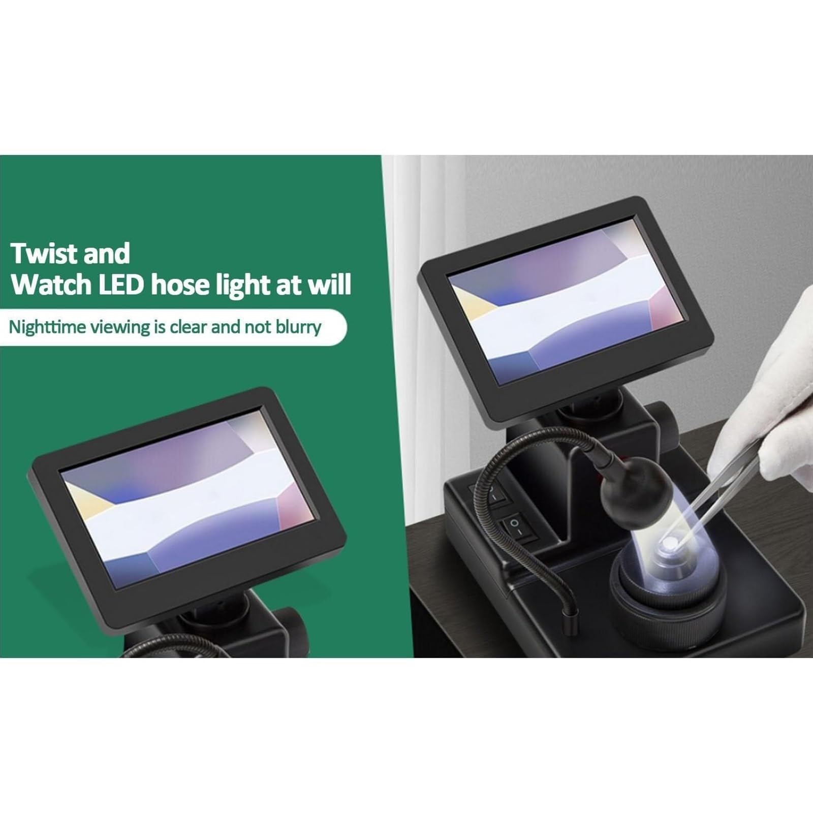Kit Microscopio Biologico, Microscopio A Cintura Diamantata, Microscopio Digitale LCD 4,3 Pollici, Ingrandimento 1000x, con Luce Riempimento A LED, per Test, Lavorazione Dei Diamanti