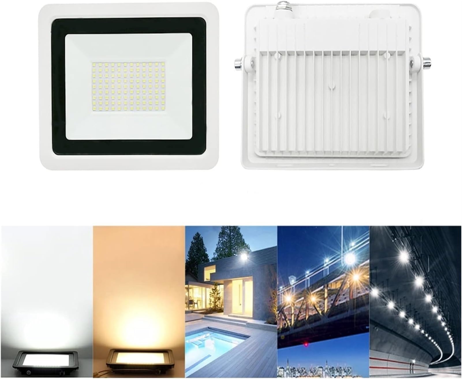 zewnętrzna lampa solarna, Reflektor LED IP68 Projektor ogrodowy Oświetlenie Refletor(Warm Light,50W BLACK)