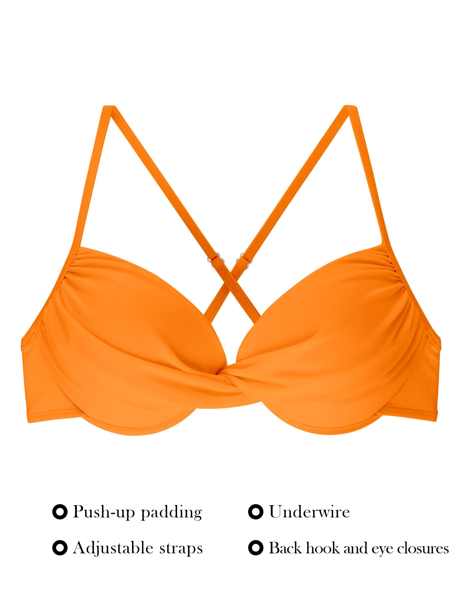 RELLECIGA Haut de bikini push-up à armatures croisées pour femme