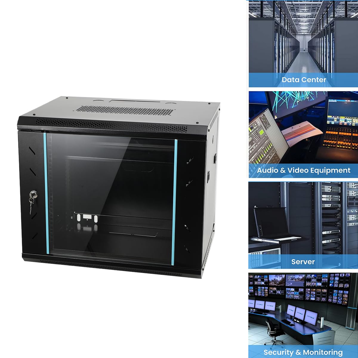 9HE Netzwerkschrank Serverschrank, zur Wand- oder Standmontage | Netzwerk-Wandschrank Server Rack Tragfähigkeit 60kg, 600×450×500mm