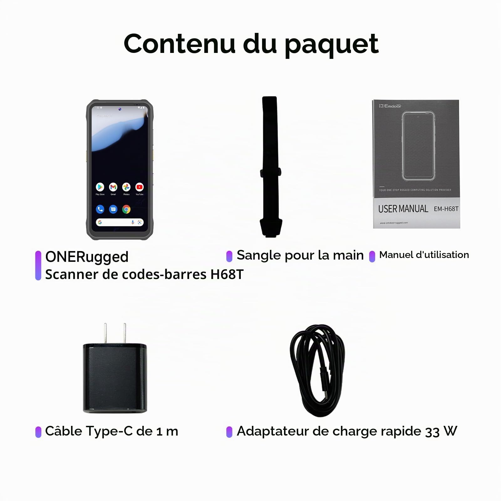 H68T Lecteur de Code Barre Android 14 PDA 4G LTE - Scanner 2D Zebra SE4710, Écran 6,6 Pouces, IP68 Robuste Ordinateur Portable pour Gestion de Stock, Logistique et Inventaire