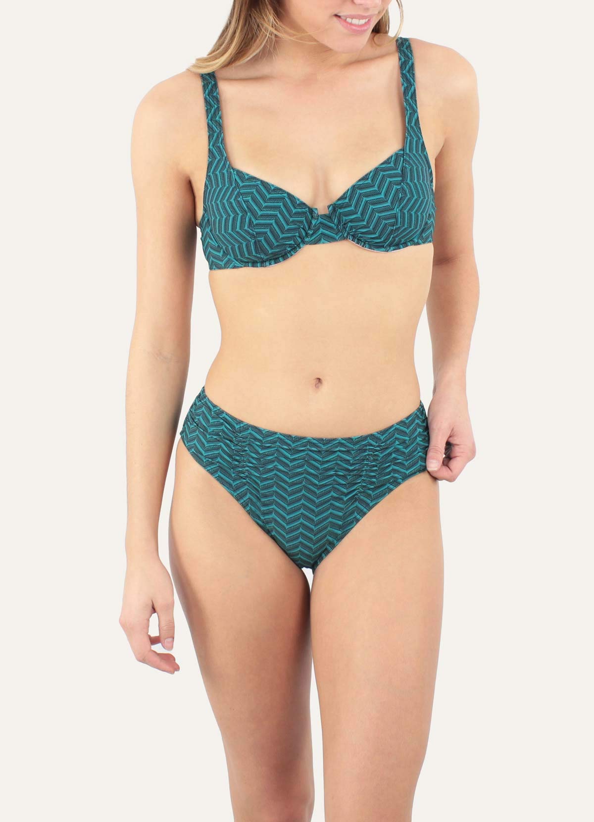 Janine Robin - Haut de Maillot de Bain à Armatures Lagune - Vert - Marque Française - Haute Qualité