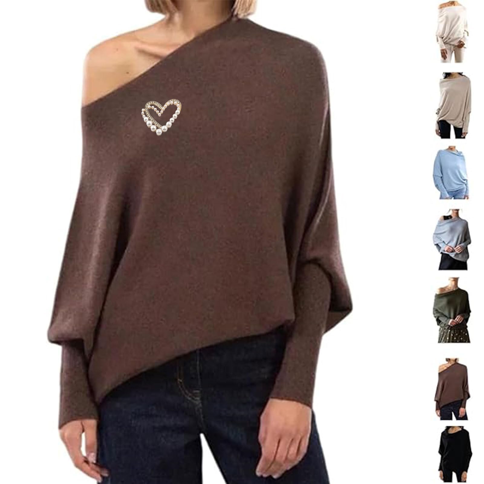 Amazon.com: Asymmetric Draped Jumper,Oversized Off The Shoulder