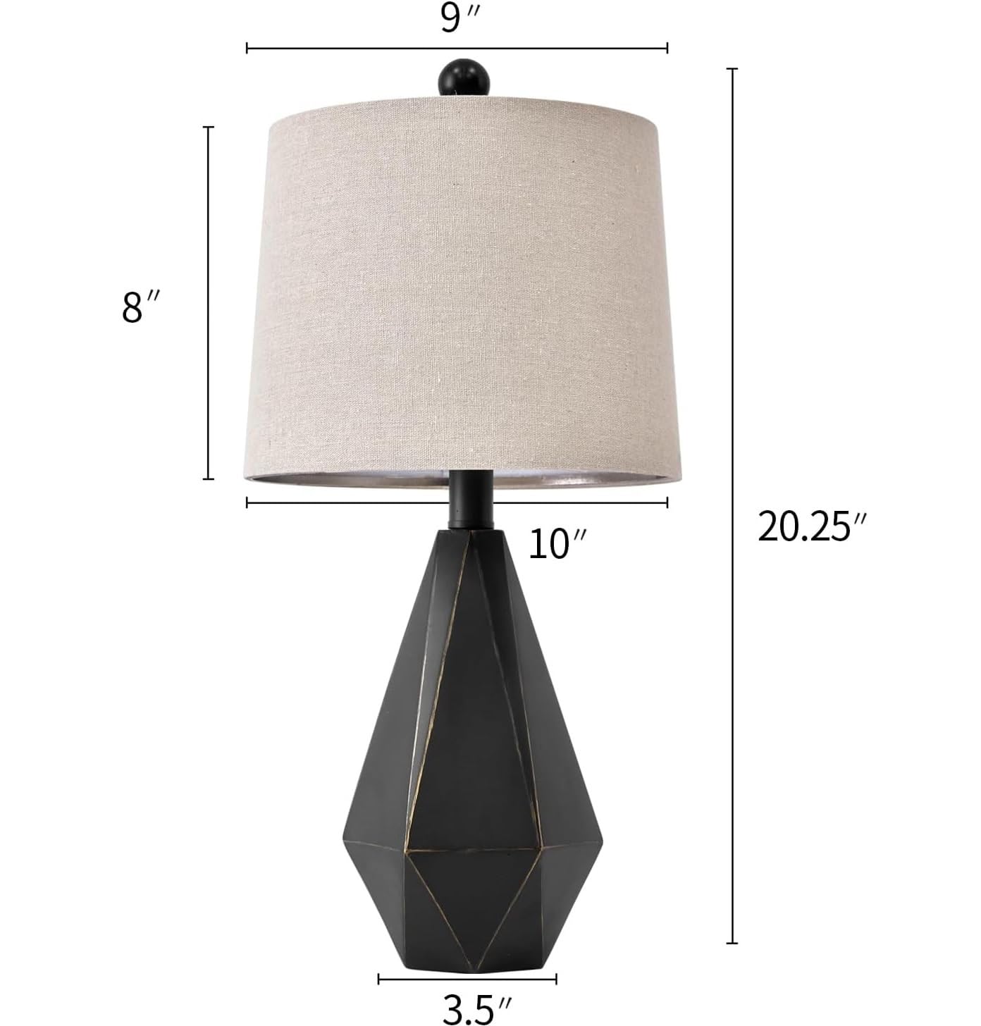 CCXXYGWJ Lampada da Tavolo Rustica in Stile Rustico con Paralume in Lino, Camera da Letto, Comodino, Decorazione, Nero con Oro, Confezione da 2, Adatta per Soggiorno, dormitorio, Ufficio,