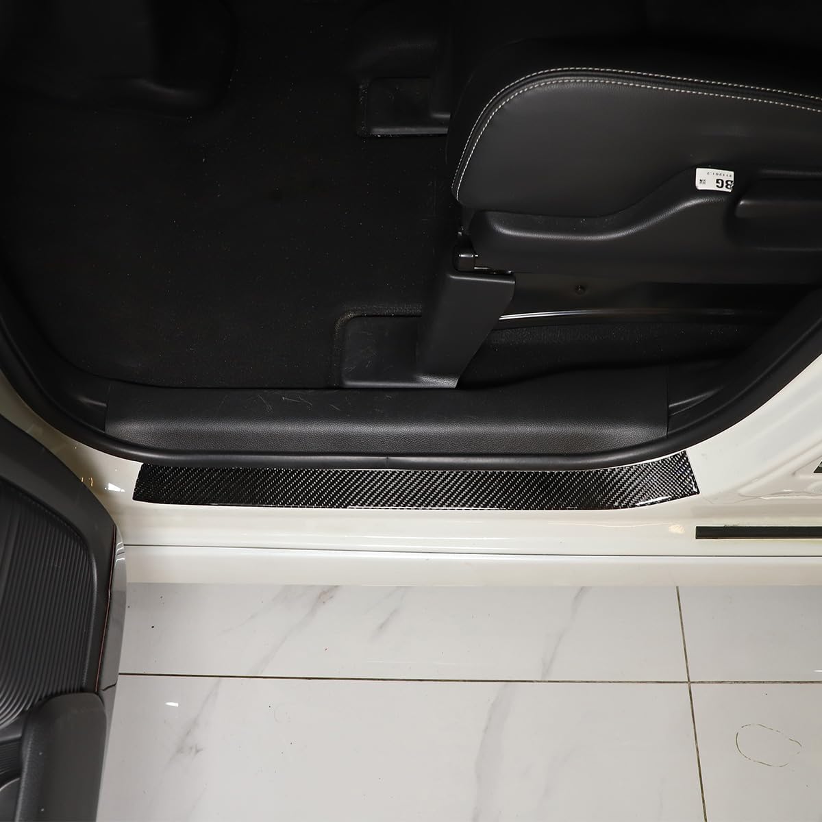Fit for Honda N-Box 2017-2021 Door Sill Strip Decorative Stickers, Door Anti-Kick Trim Panels Real Carbon Fiber Interior Accessories Stickers (Style B)