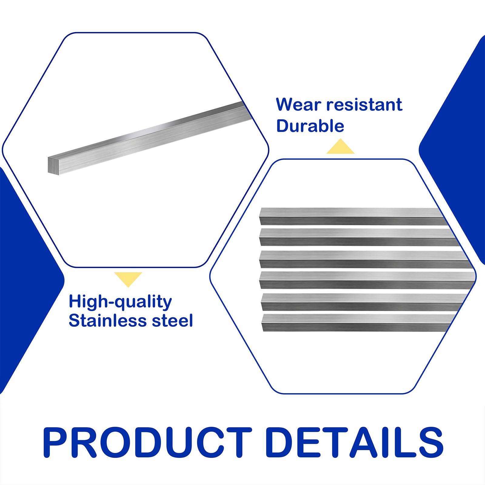 Barra quadrata in acciaio inox 6 x 6 x 305 mm per lavorazione dei metalli fai da te