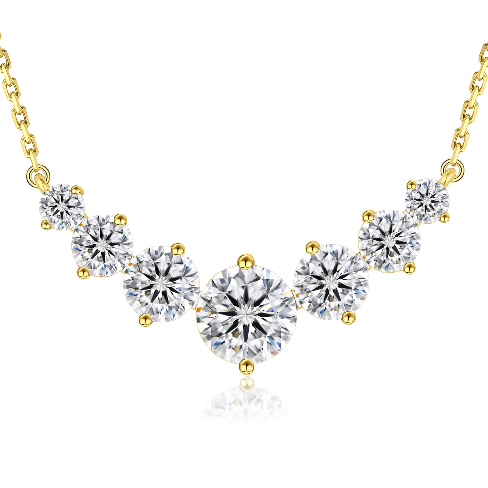 KRKC Moissanite Pendant Necklace for Women, 1.7CT/2.8CT/5CT Lab Created Diamond Necklace Anniversary Romantic Gift for Her, VVS1 Clarity D Color,