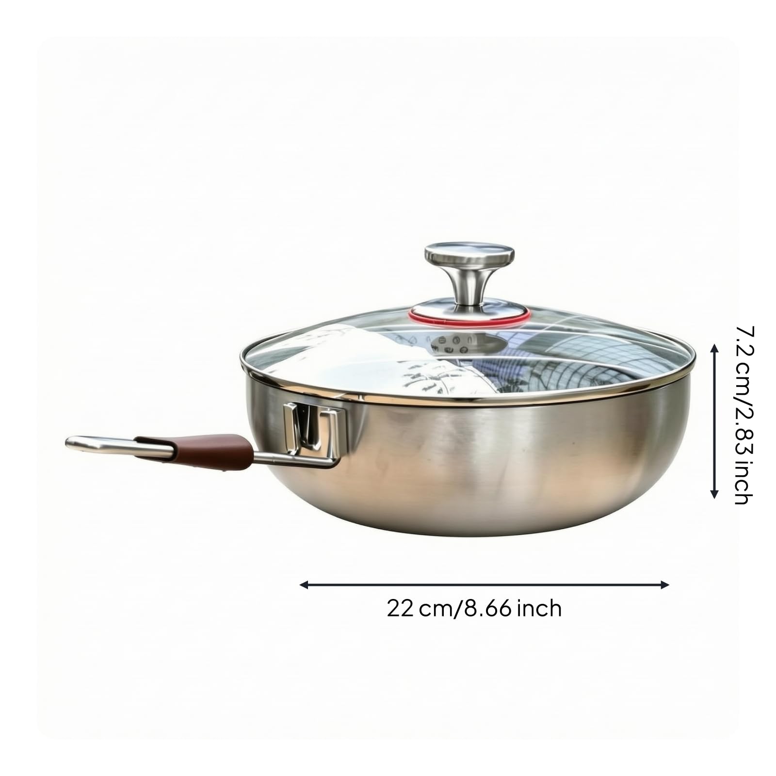 Poêle Multicouche Transparent Ustensile, Couvercle Poêle 28CM