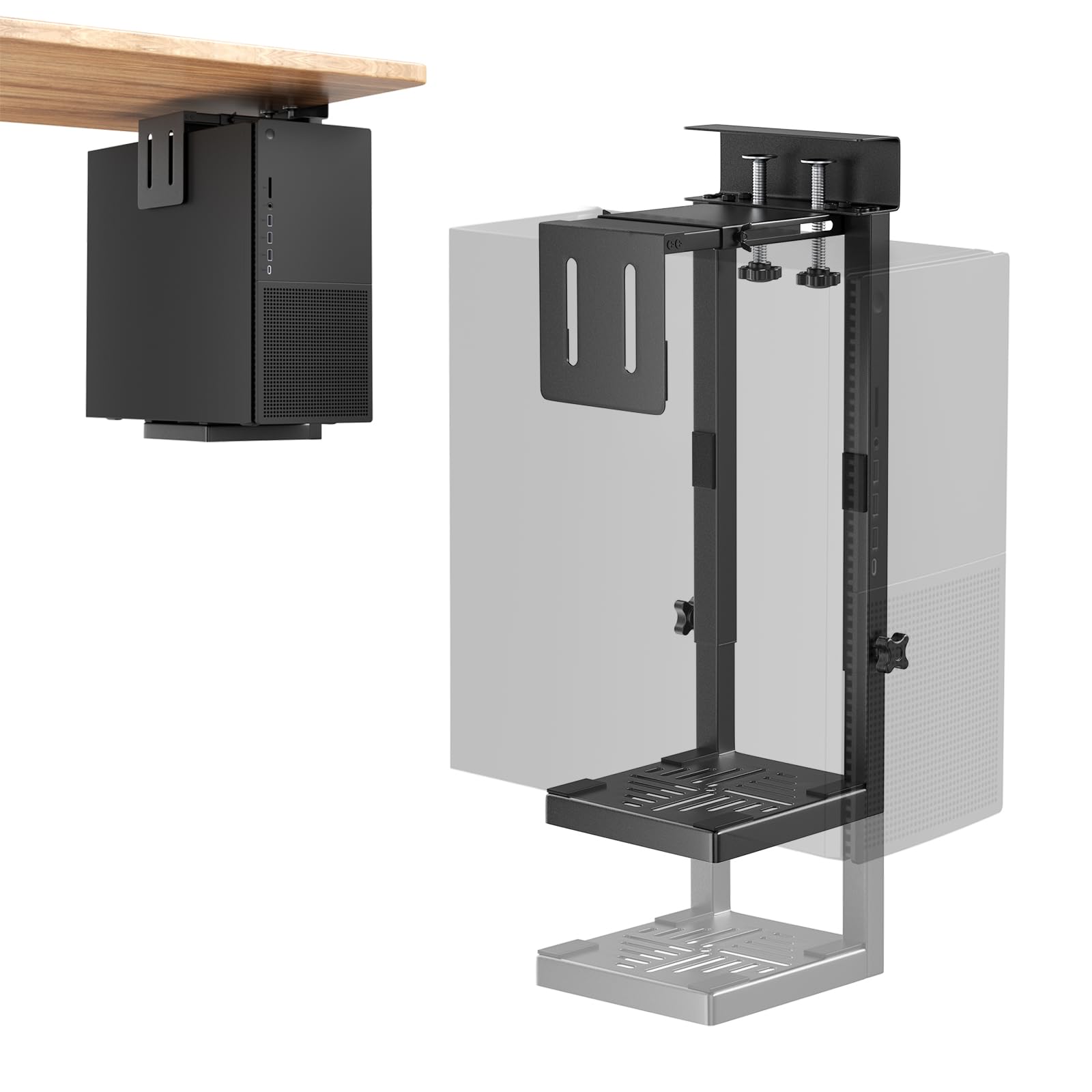Soporte Torre PC Altura Ajustable, Soporte CPU Sin Agujeros con Almohadillas Protectoras, Soporte Computadora para Oficina en Casa