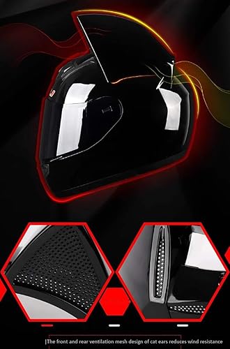 Miniatura 3 de Casco de motocicleta para niñas y mujeres, casco Bluetooth con orejas de gato, certificado por DOT, casco de motocicleta de cara completa, casco