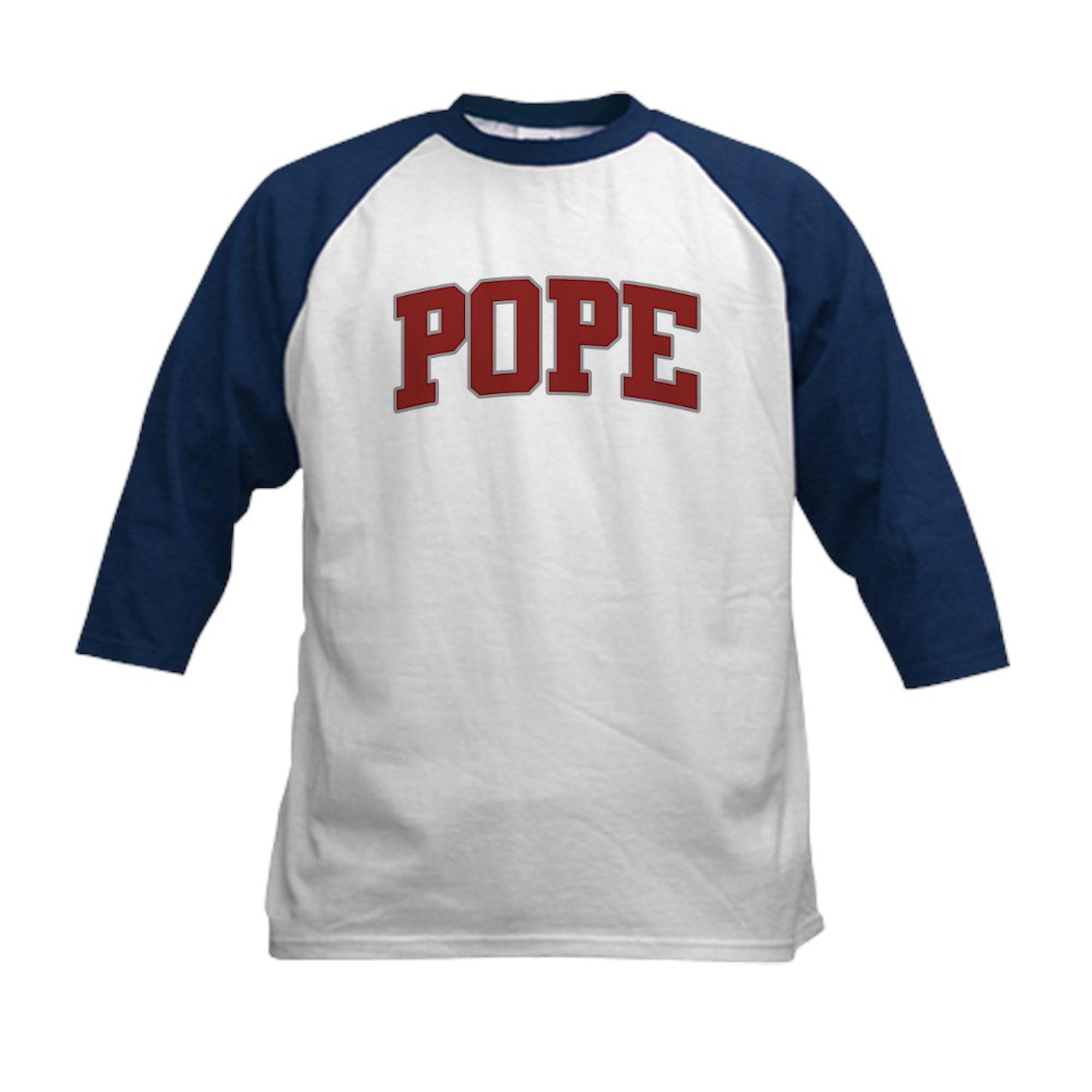 CafePress Pope Design Kids Baseball Jersey Kids Cotton Baseball Jersey, 3/4 Raglan Sleeve Shirt Navy/White