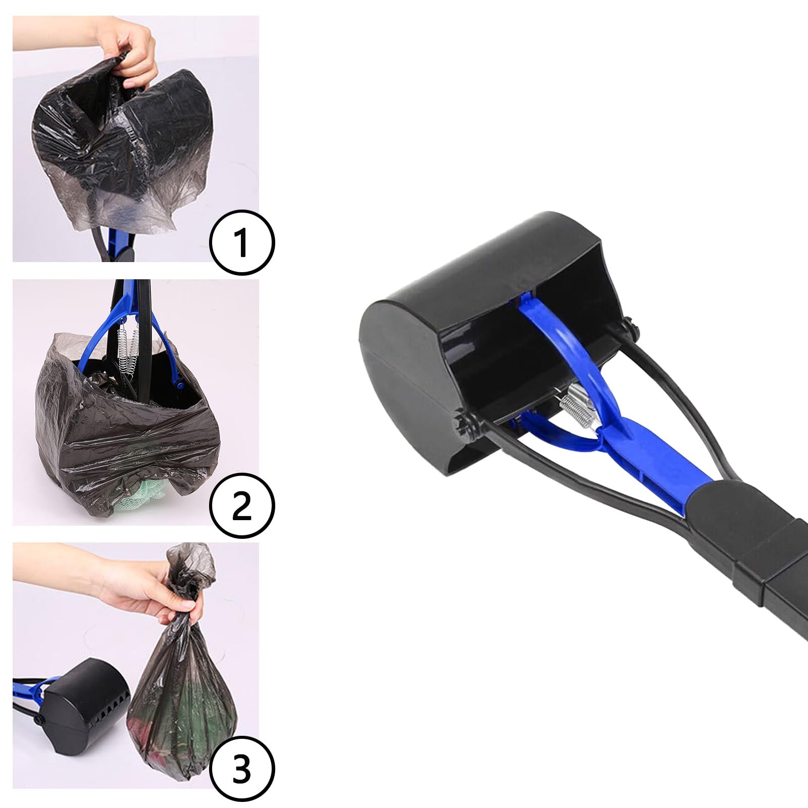 Portatile Palette per Escrementi Cani,Pooper Scooper Cane,Animale Domestico Pooper Scooper,60cm/23.6", Pieghevole,Blu
