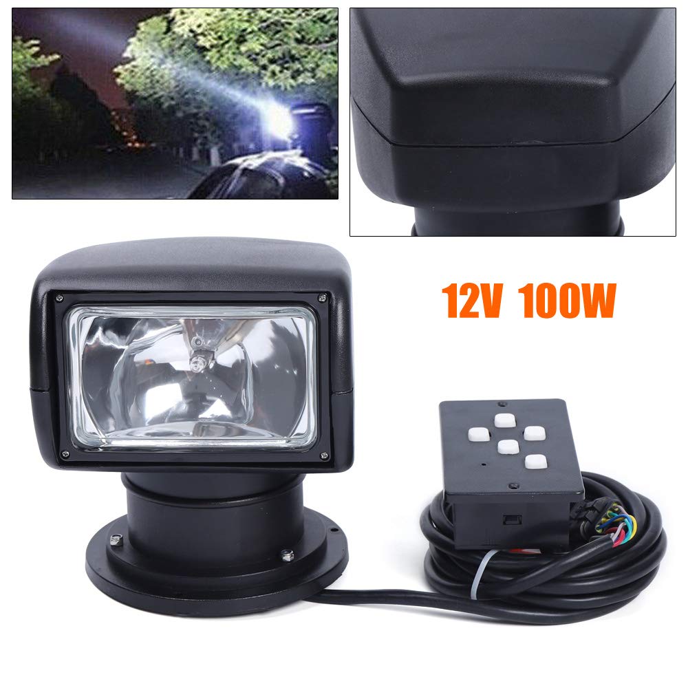 Marine Boot reflektor 12 V, 100 W, żarówka halogenowa, samochód ciężarowy, pilot zdalnego sterowania, przenośny, pilot zdalnego sterowania, 360 stopni, do jachtów, straży przybrzeżnej itp.
