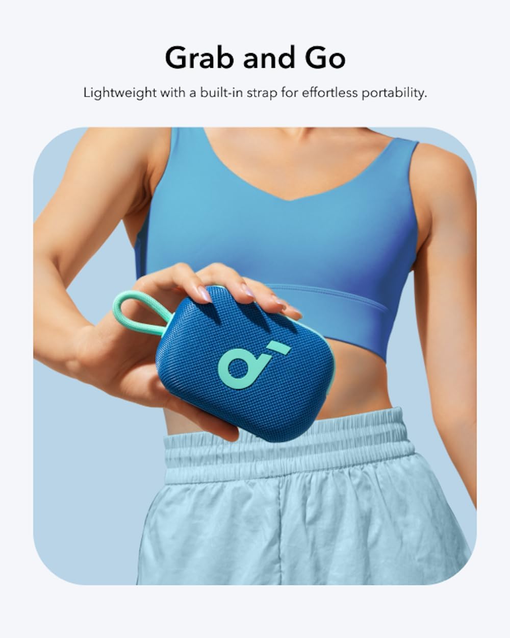 Soundcore Select 4 Go Bluetooth Speaker by Anker, Mini Portable, Up to 20 H Playtime, IP67 Waterproof and Dustproof, Floatable, Powerful Sound, Ideal for Indoors and Outdoors, Hiking- Blue (Renewed)