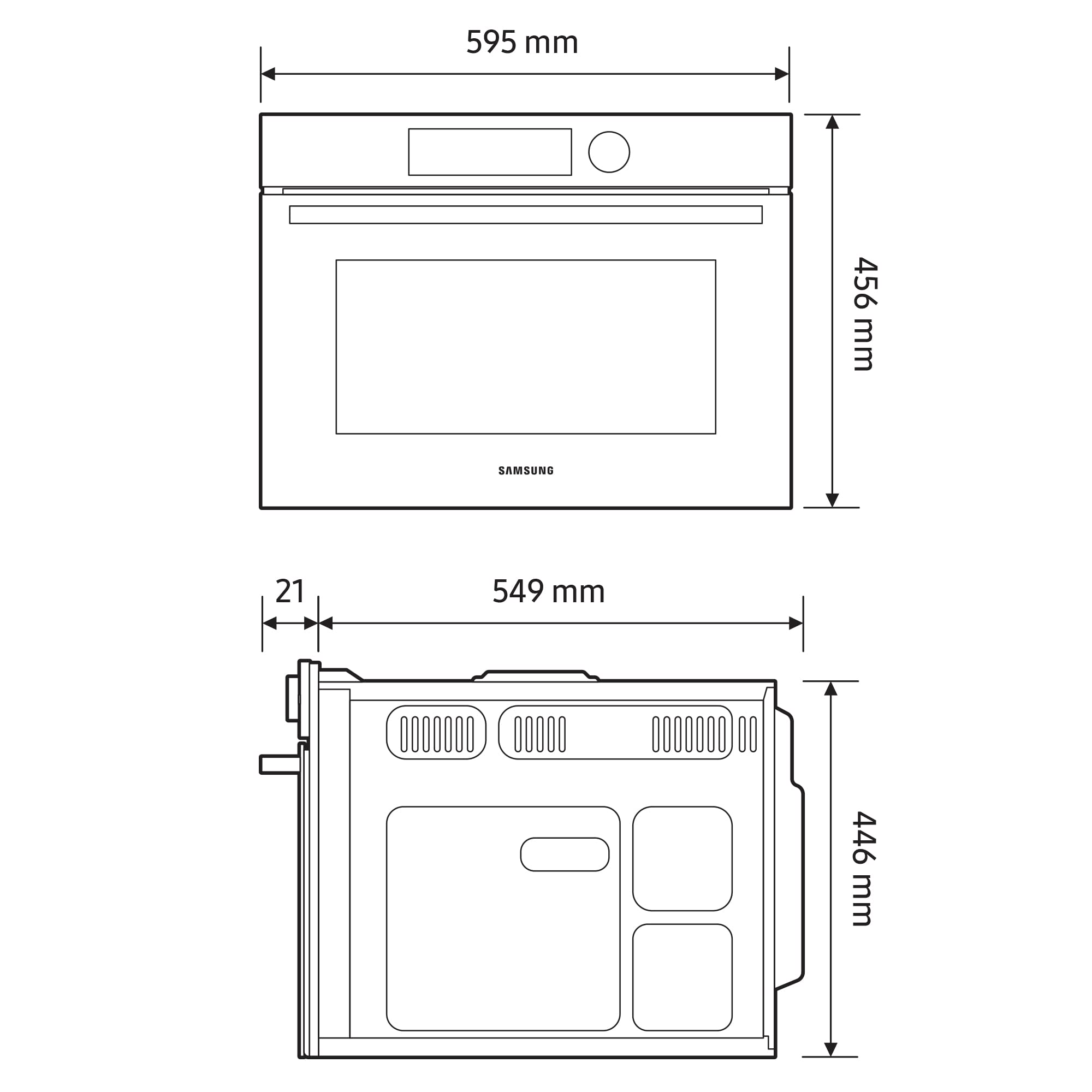 Samsung Kompaktofen mit Mikrowelle NQ5B4553FBK/U1, 45 cm, 50 ℓ, WiFi, SmartThings Cooking, 20 Automatikprogramme, Schwarz