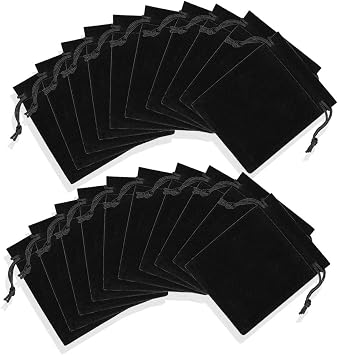BLUECELL Pack of 20pcs 3 X 4 Velvet Drawstring Cloth Jewelry / Gift / Headphones Bag / Pouches (Black)