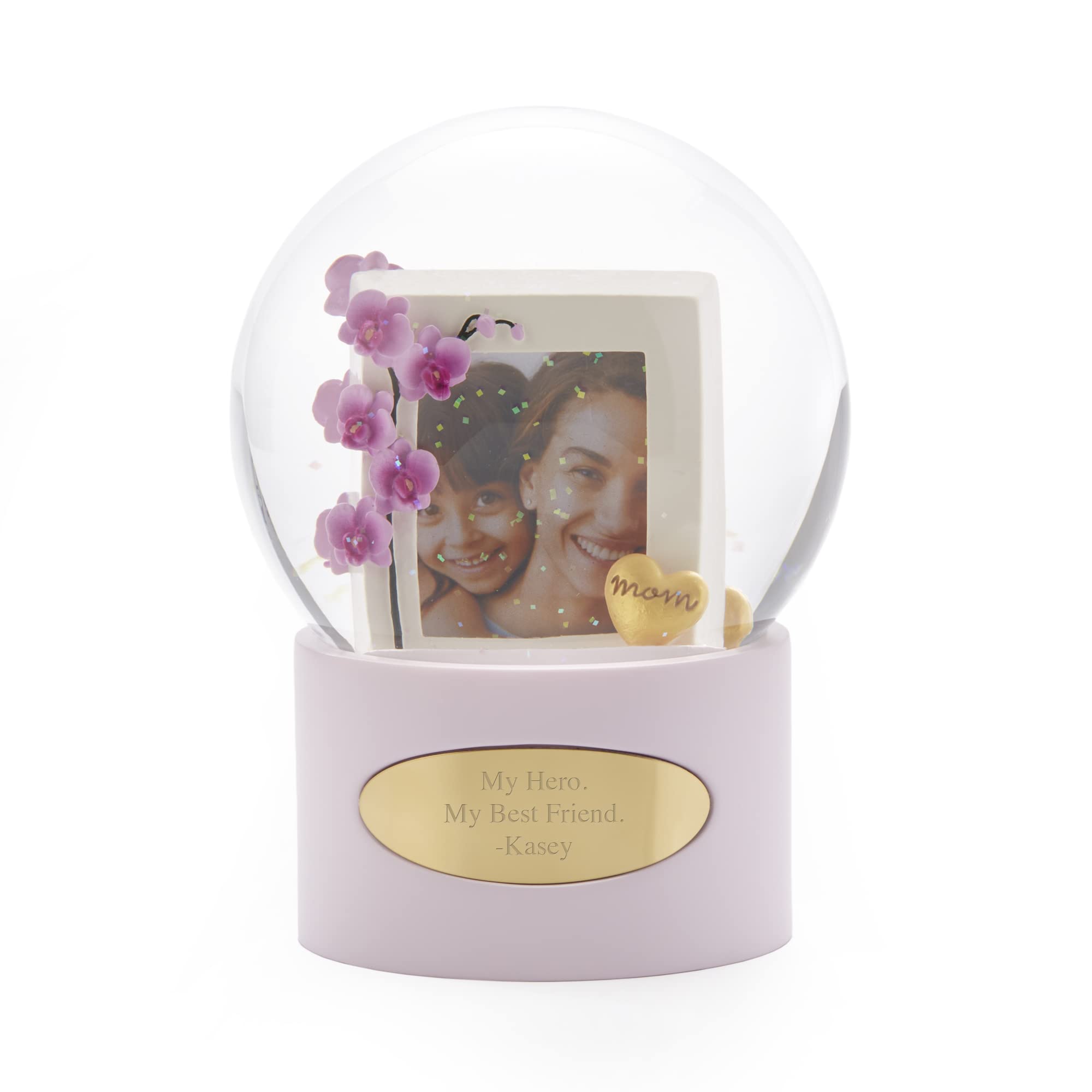 THINGS REMEMBERED Engraved Orchid Mom Photo Snow Globe (Free Customization)