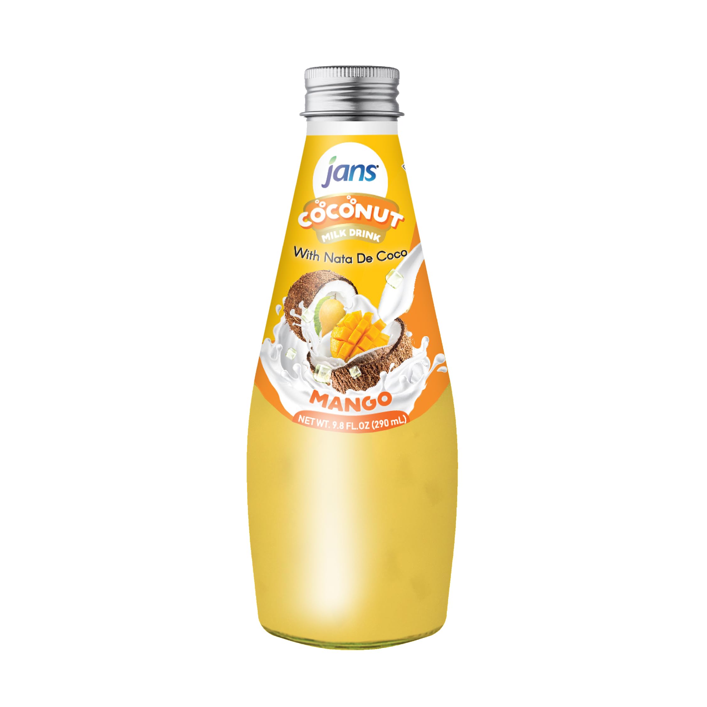 JANS - COCONUT MILK DRINK (with NATA DE COCO) MANGO 9.8 OZ (Pack of 1, Mango)