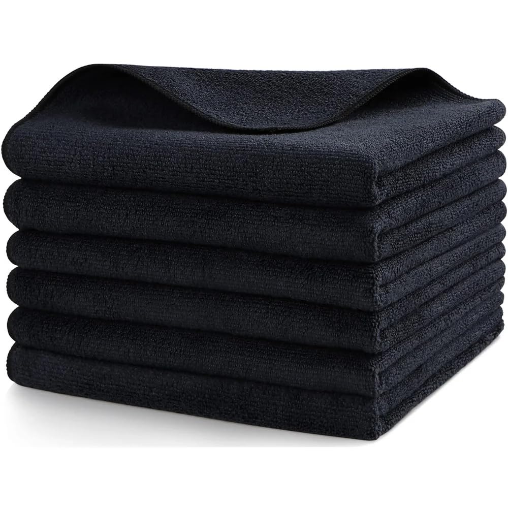 Schwarze Mikrofaser-Handtücher für Autos, Trocknen, Polieren, Premium-Allzweck-Reinigungstücher, saugfähig, Größe 60 x 90 cm