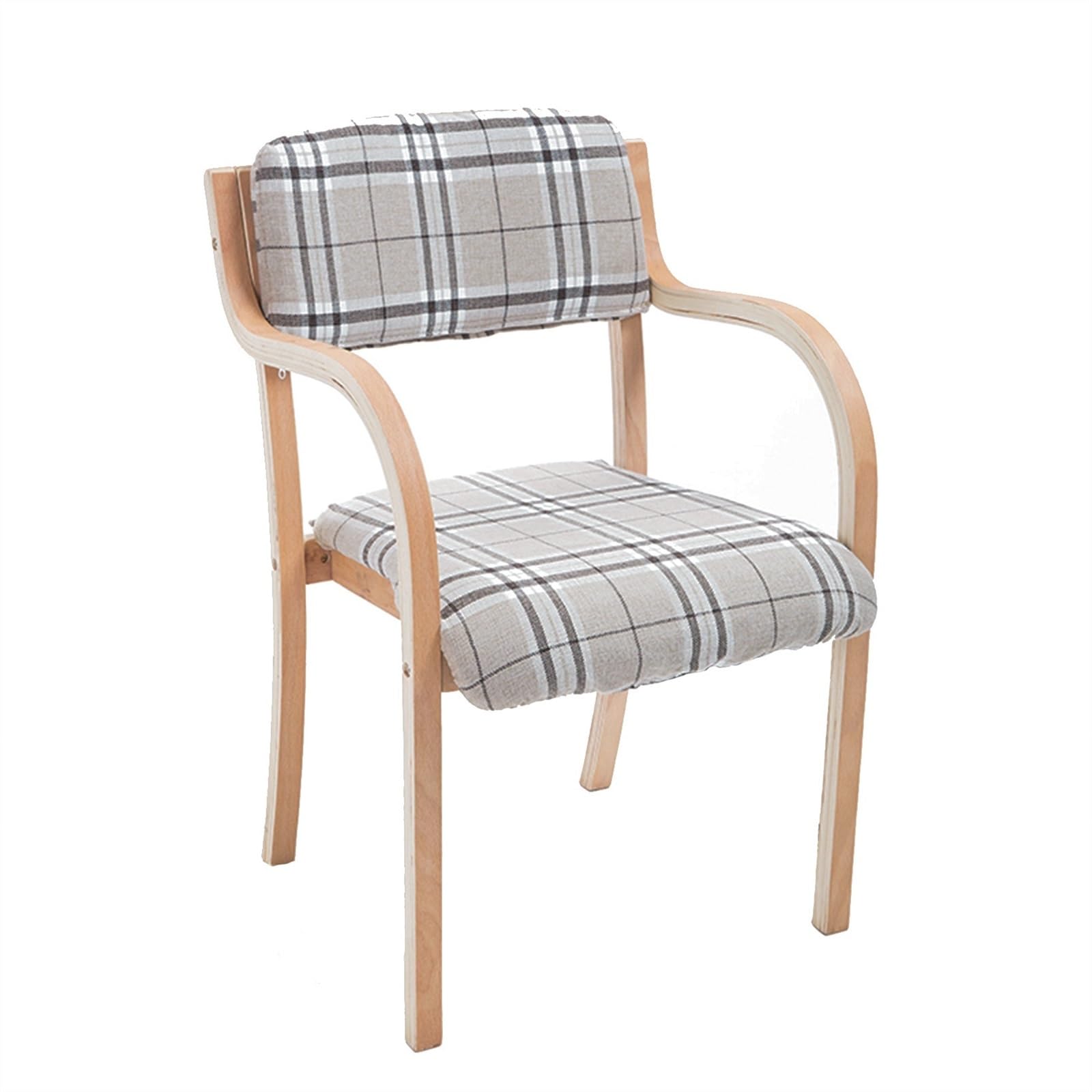 Solid Wood Dining Chairs with Arms Kitchen Chair Upholstered Living Room Armchair with Backrest Modern Office Leisure Lounge Reception Cafe Chairs Accent Armrests Max Load 150kg ( Color : Lattice a )