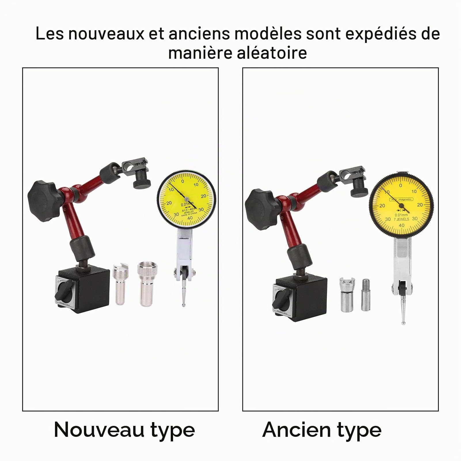 Support Magnétique Comparateur Comparateur Centesimal avec Base Magnétique Articulée Micromètre Support pour Support Base Jauge Magnétique Forte Flexible, Support Indicateur de Levier Jauge Test