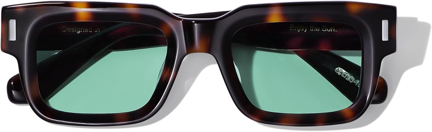 Roneyee Non Polarized Acetate Sunglasses RY-A08 Frame with UV Protection Impact Resistant Nylon Lens Retro Unisex