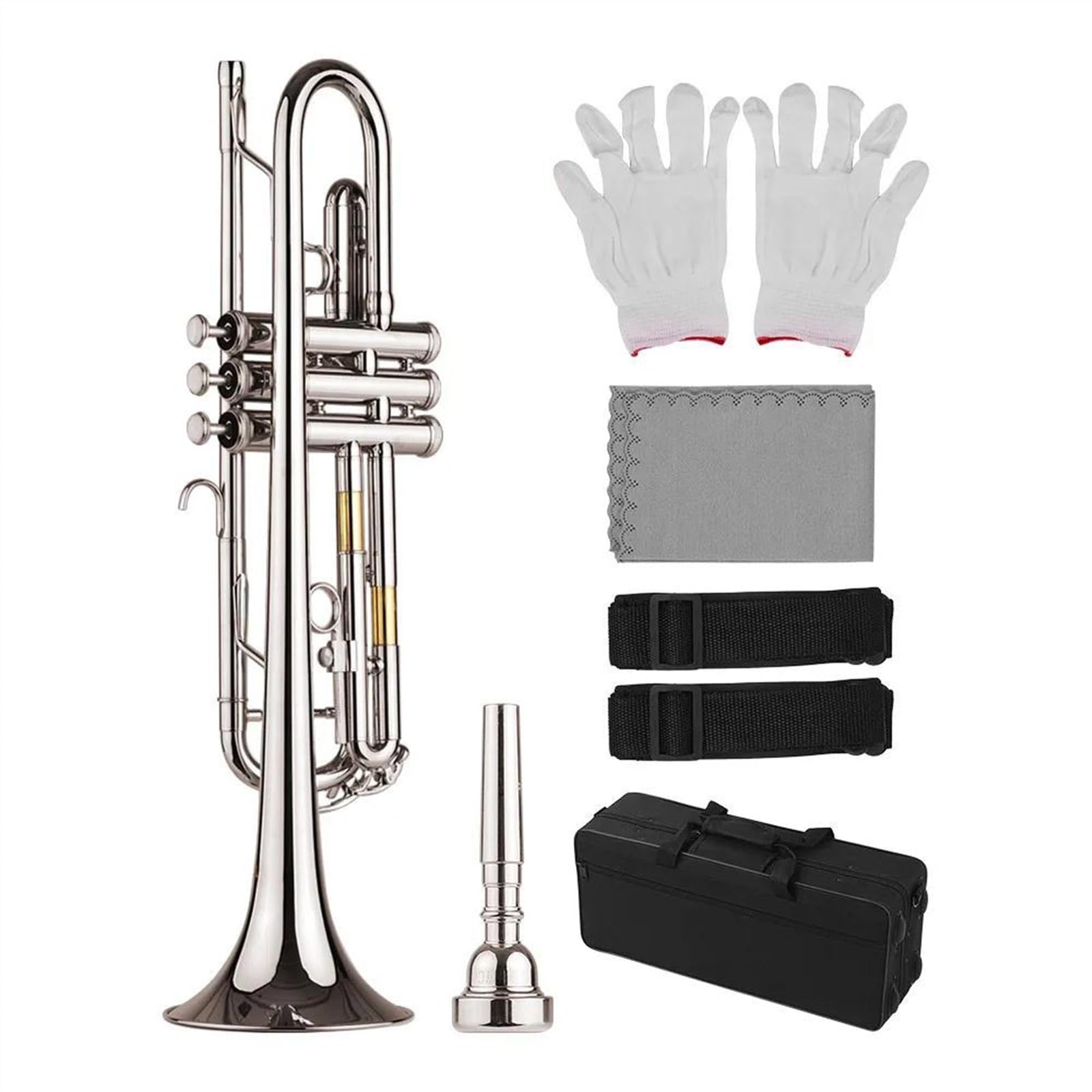 Trombette Tromba Standard In Sib Materiale In Ottone Strumento A Fiato Nichelato Borsa Per Il Trasporto Guanti Acciaio Inossidabile