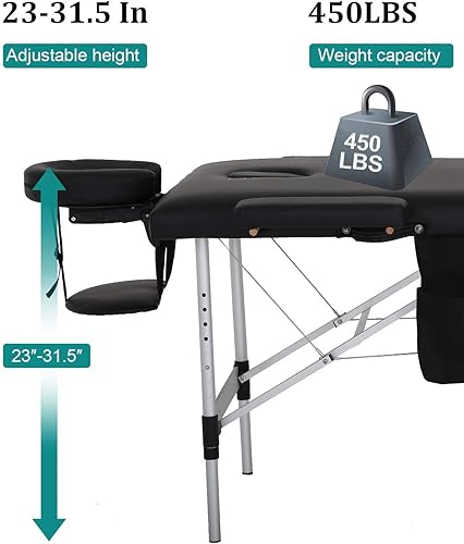 Miniatura 3 de Mesa de masaje de 73 pulgadas, base de metal, portátil con estuche de transporte, cama de spa más suave, peso ligero