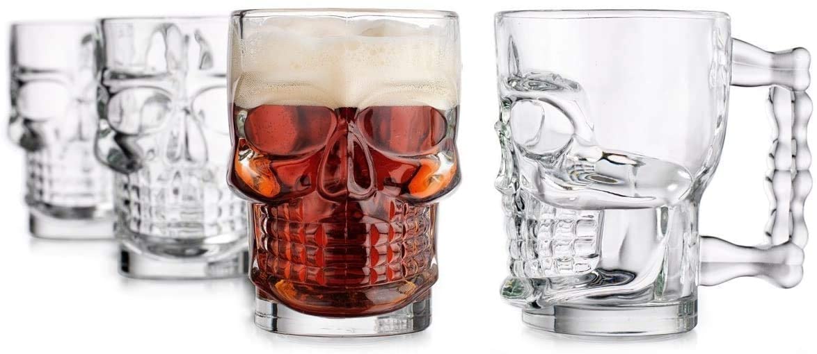 ROSEFINCH Skull Beer Mug,Halloween Face Shap Design Stylish Big Beer Mug Glass, Bar and Home Party -540 ML - (Pack of 1) 1