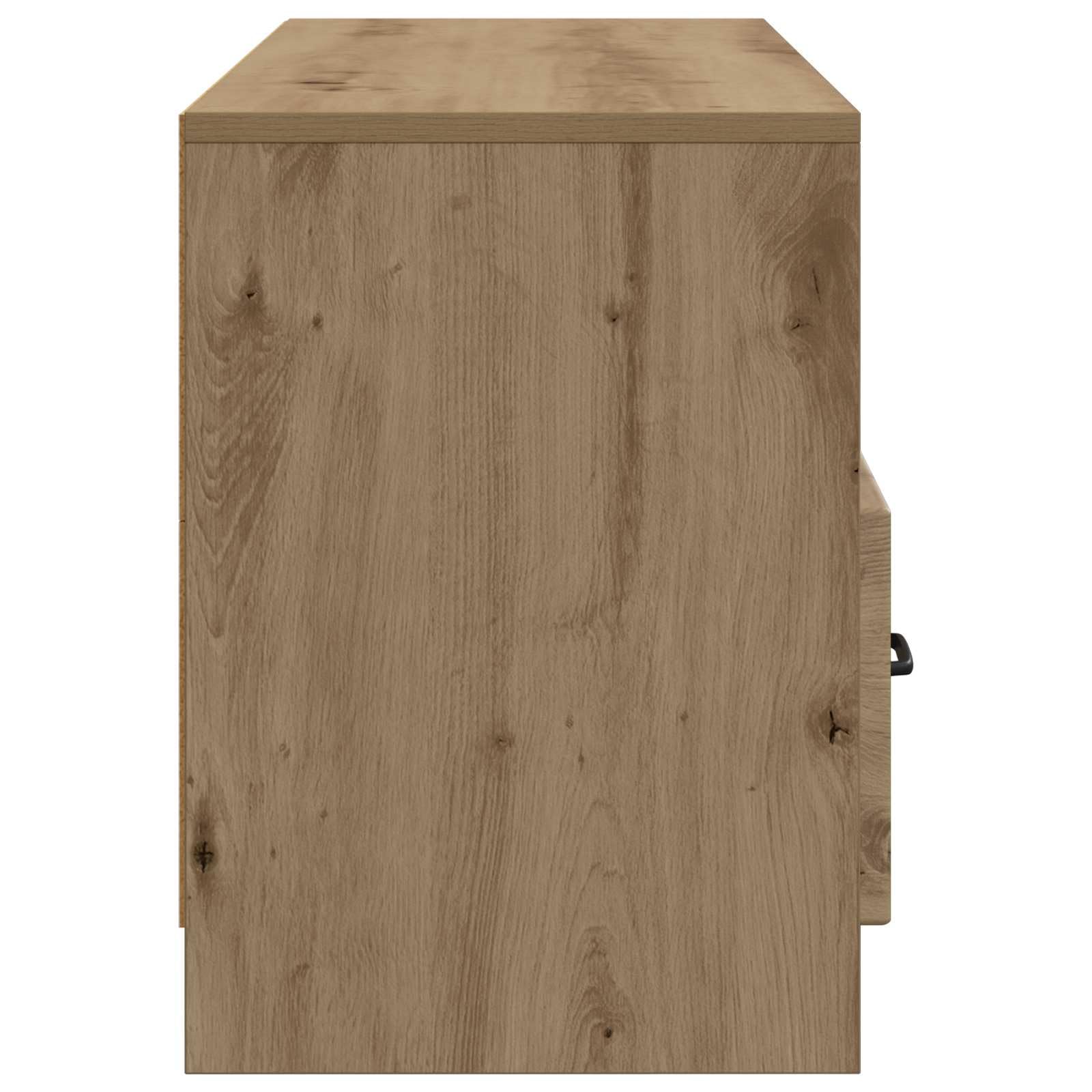Szafka pod telewizor z materiału drewnopochodnego dębu Artisan, 102 x 34,5 x 47 cm, nowoczesna z 3 szufladami, dużo miejsca do przechowywania, uchwyty do prasowania, uniwersalna do salonu