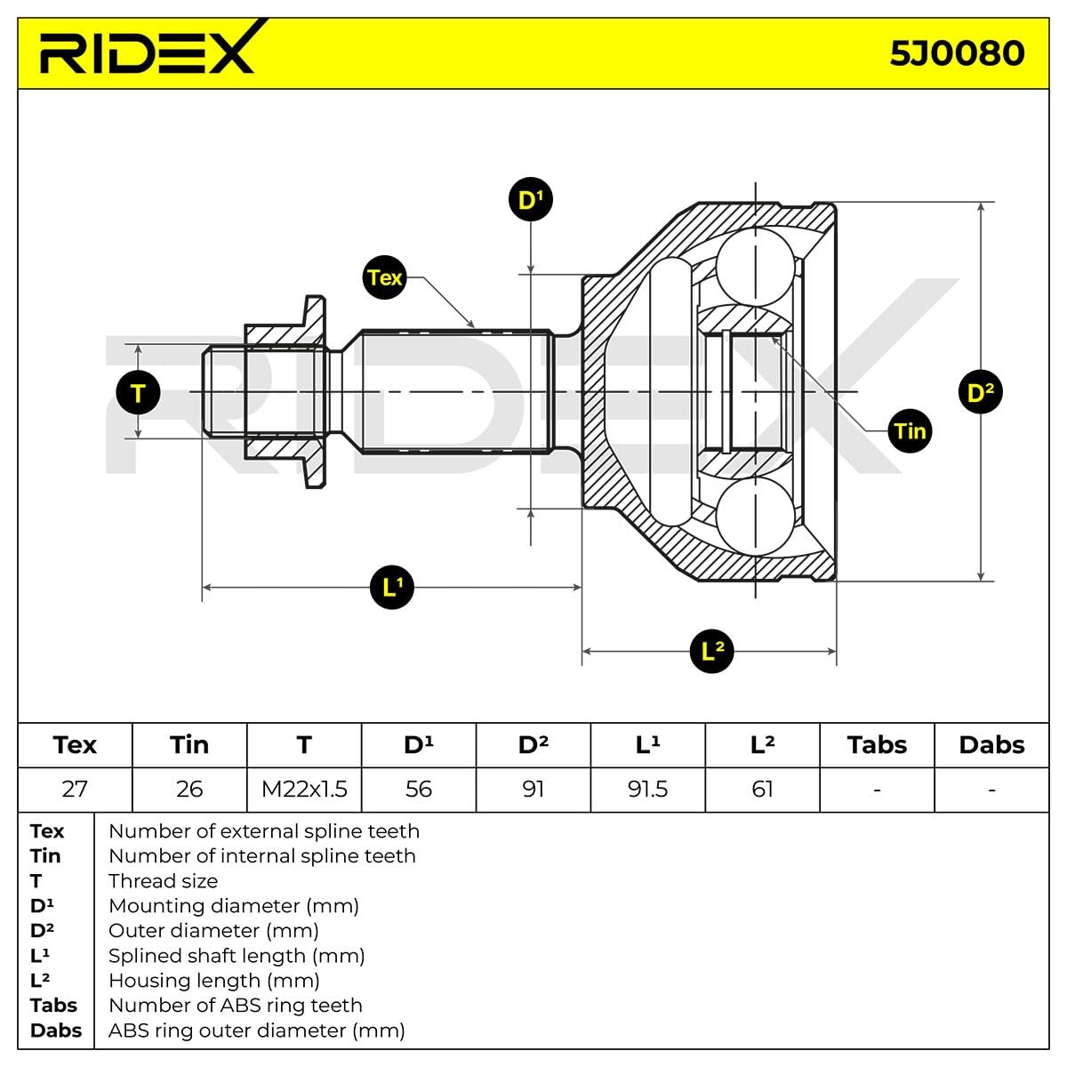 RIDEX 5J0080 Kit de tête de cardan Avant Gauche Avant Droite Avant Compatible avec RENAULT Trafic 2 Van FL