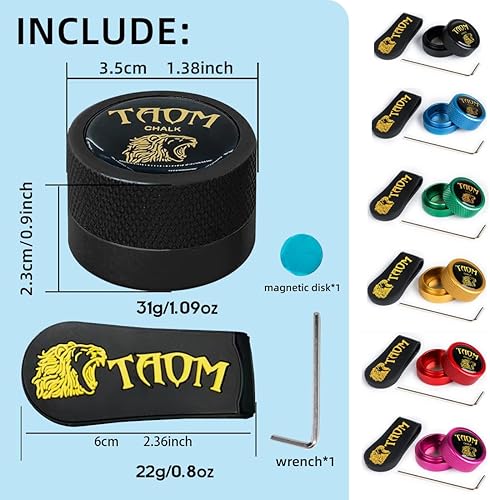 Vista 53 de TAOM - Soporte para tiza de piscina, herramienta práctica redonda, accesorios de billar, mini estuche magnético para tizas, contenedor de caja