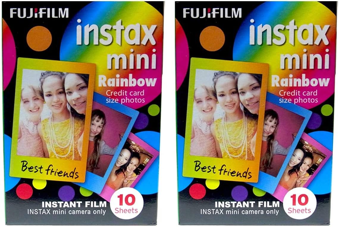 Instax Mini Instant Rainbow Film, 10 Sheets, 2 Value Set