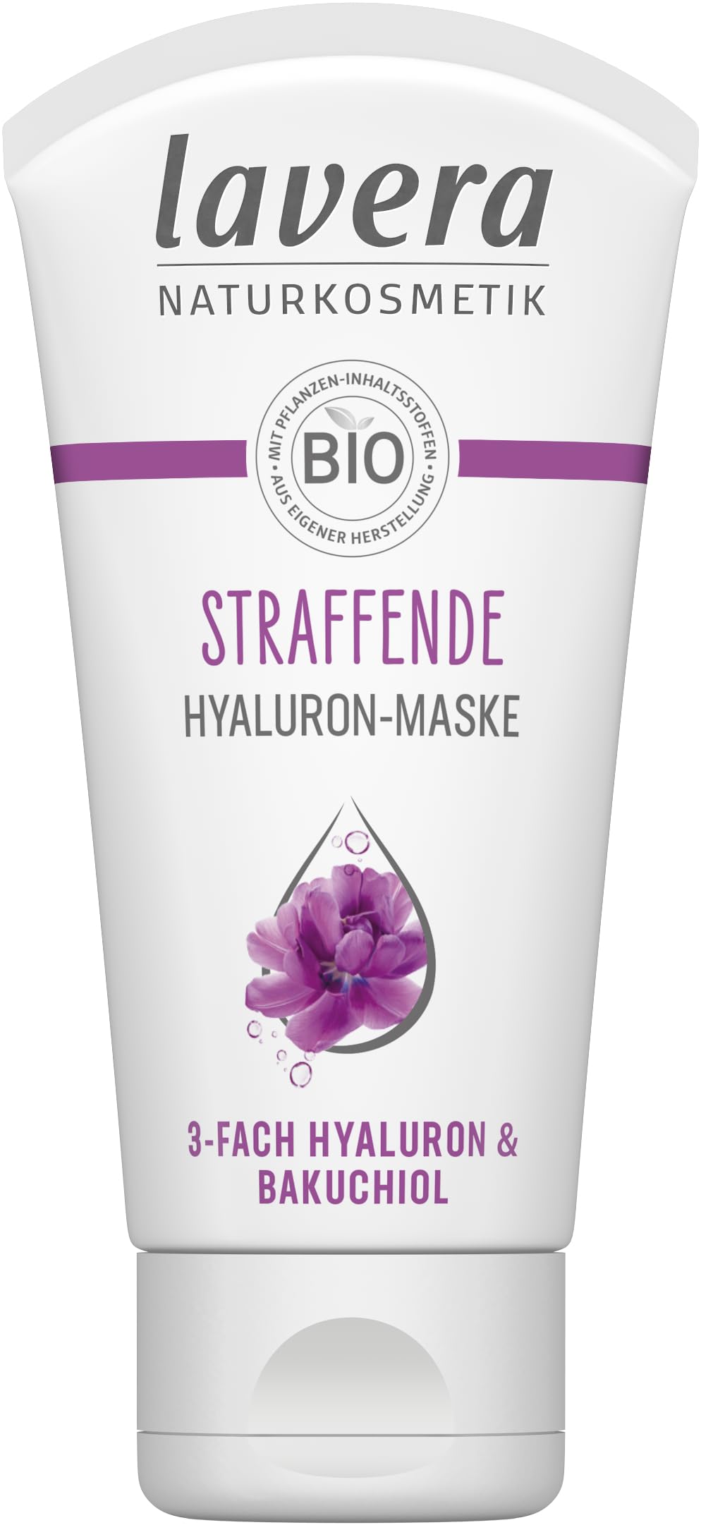 lavera Straffende Hyaluron-Maske - vegan - Naturkosmetik - 3-fach-Hyaluron & und dem Power-Wirkstoff Bakuchiol - Sofort frischer Teint - Feuchtigkeit und Pflege - 50ml (1 Stück)