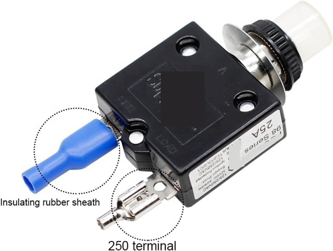 Thermal Circuit Breakers, Reset Overload Breaker Button 5-40A 250 Terminal Multicolor(25a)