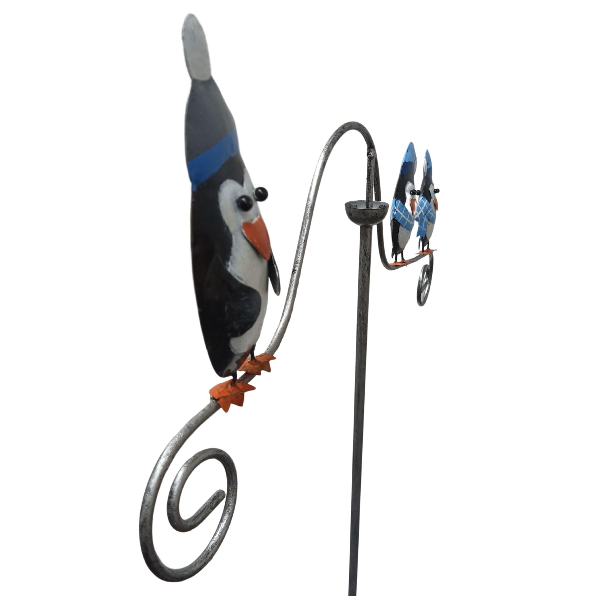 Pinguin-Familien-Windspiel, Outdoor-Gartendekoration, Metall-Balance-Pfahl