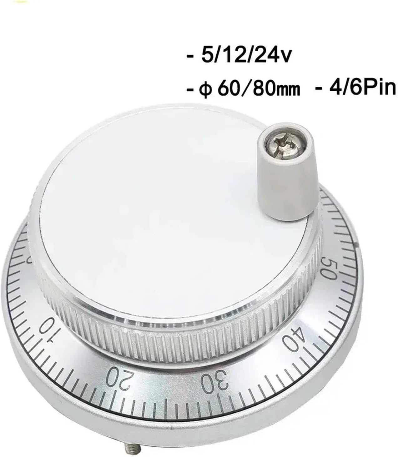 Pulser Handwheel 5/12/24V 6pin Pulse 100 Manual Pulse Generator Hand Wheel Machine 60mm 80mm Rotary Encoder(Dia.60mm,12V-4pin-25pulse)