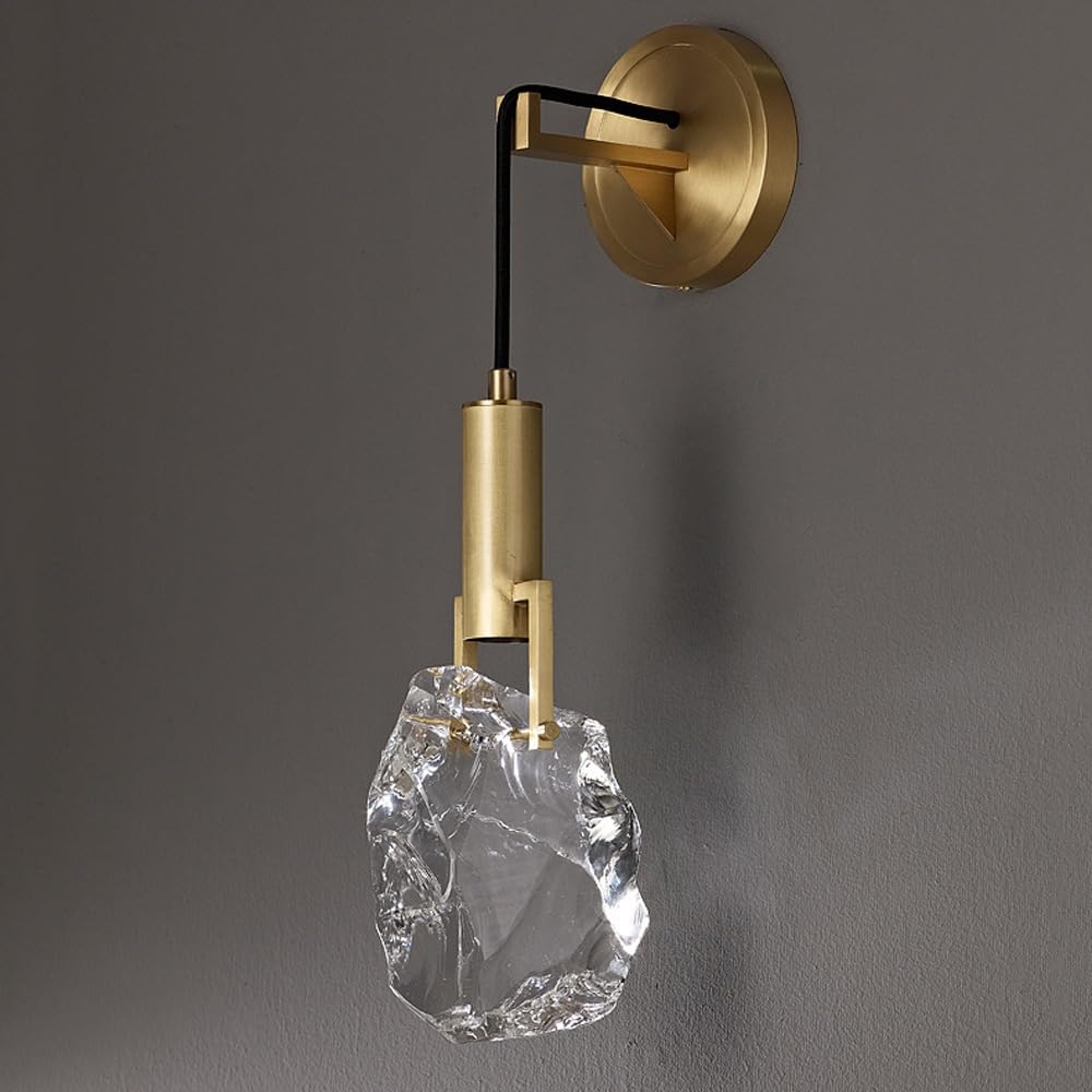 Applique da Parete per Interni in Ottone E Cristallo Moderne Vintage Nere E Oro Lampade LED da Appendere per Camera da Letto Comodino Stile Rustico Soggiorno Bagno