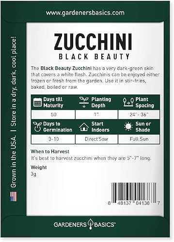 Miniatura 7 de Gardeners Basics, Semillas de calabacín para plantar, reliquia verde de belleza negra, variedad de calabaza de verano sin OMG, semillas de 0.11