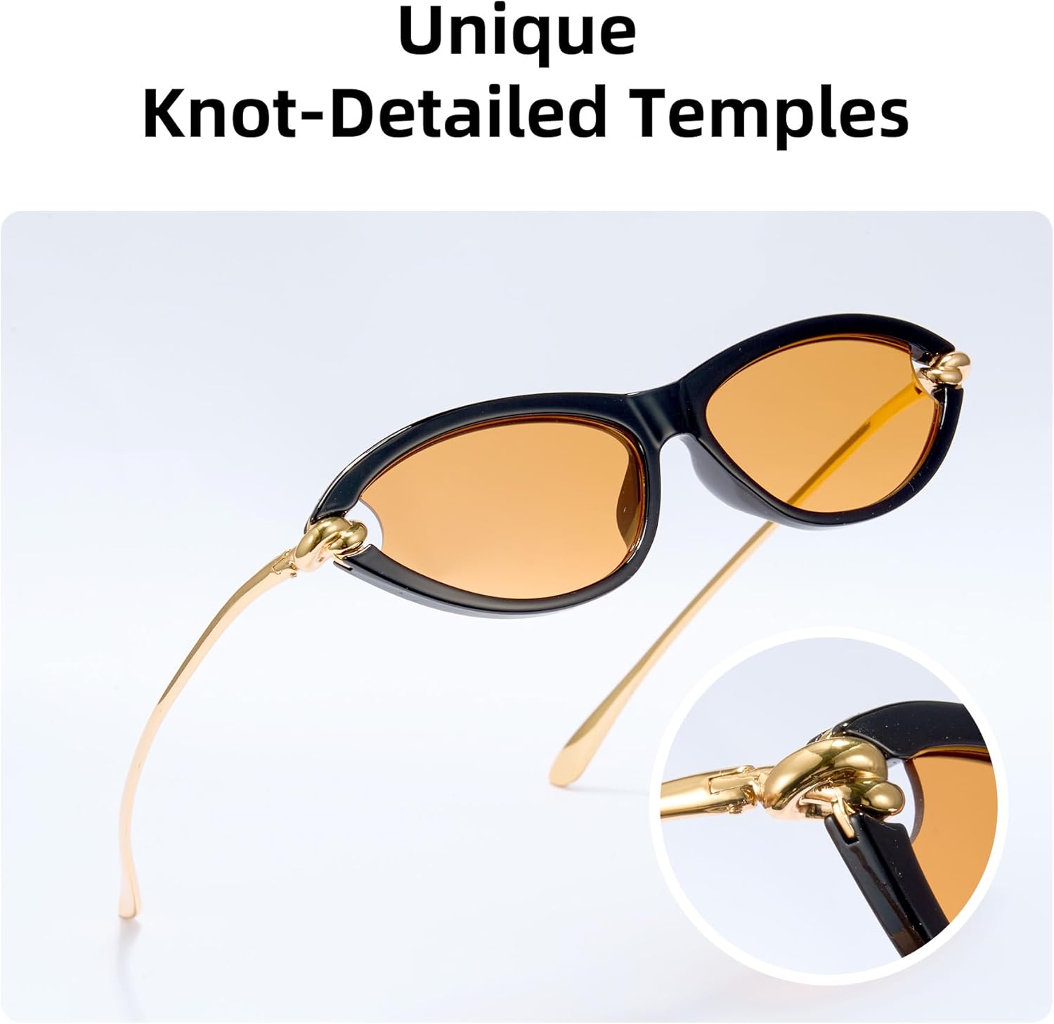 Cyxus Oval Sunglasses for Women, UV Protection Trendy Sunglasses Womens Anti-Glare Narrow Glasses Metal Temples