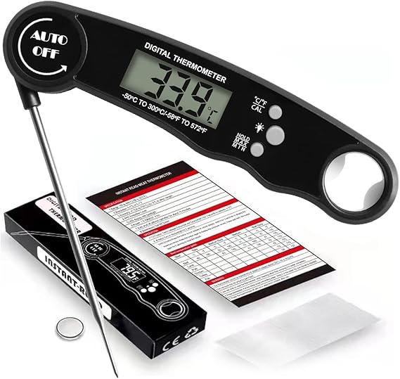Review A thermometer that instantly reads the temperature of food, mainly used for outdoor cooking, grilling, steak frying, baking, and other ingredients that require temperature control (black) Review A thermometer that instantly reads the temperature of food, mainly used for outdoor cooking, grilling, steak frying, baking, and other ingredients that require temperature control (black)