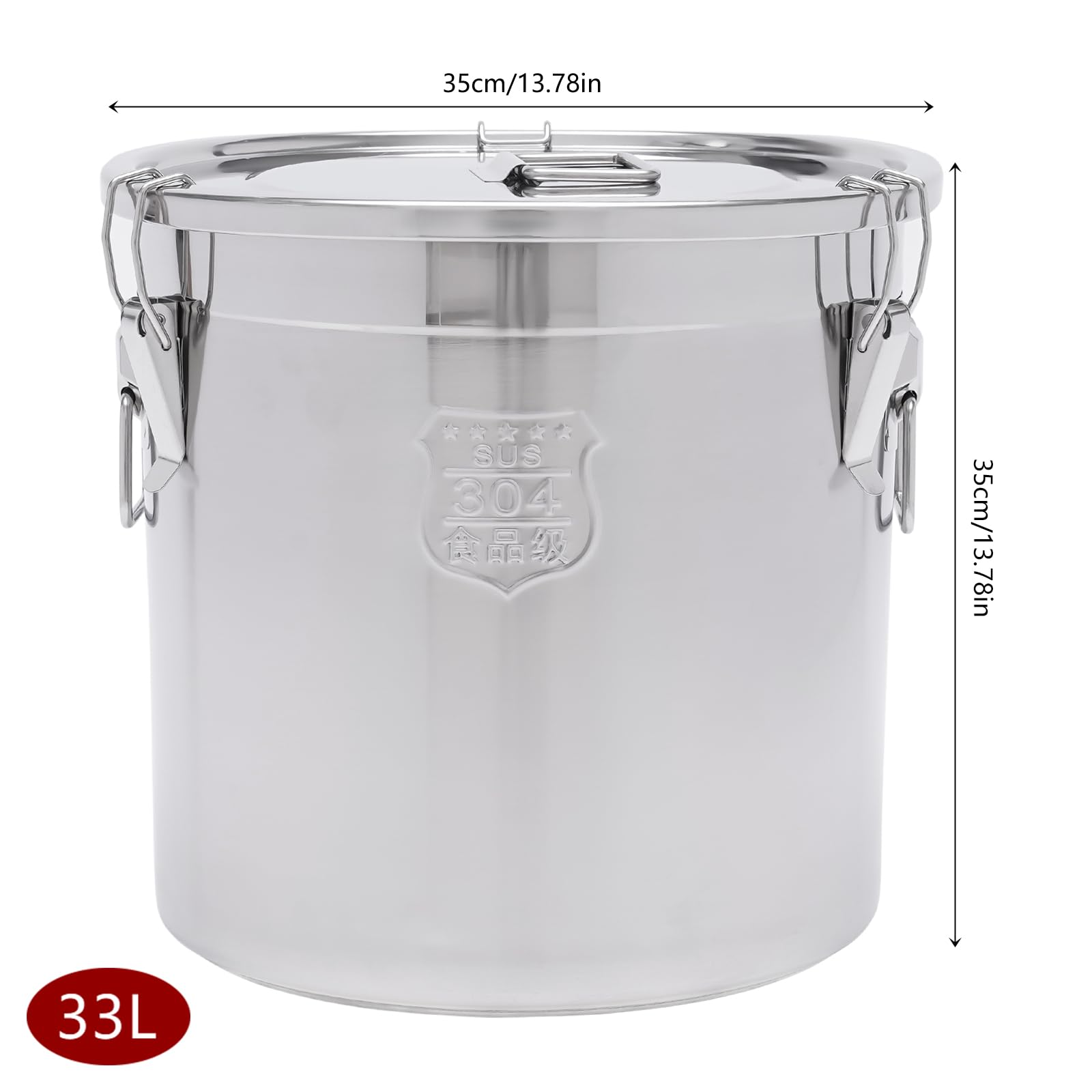 Cubo de arroz hermético de acero inoxidable 304, recipiente de almacenamiento de alimentos, contenedor de leche, cereales, leche, cubo de almacenamiento con tapa, para almacenamiento de cocina, harina