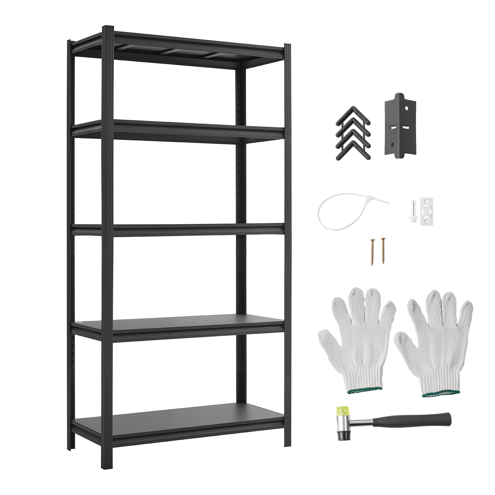 VEVOR Scaffale per Garage, Scaffale Metallico Portaoggetti, 5 Ripiani Regolabili, Capacità 1360 kg, Scaffalatura Multiuso, per Cucina, Dispensa, Cantina e Bagno, 92,5 cm L x 41,7 cm P x 181,3 cm A