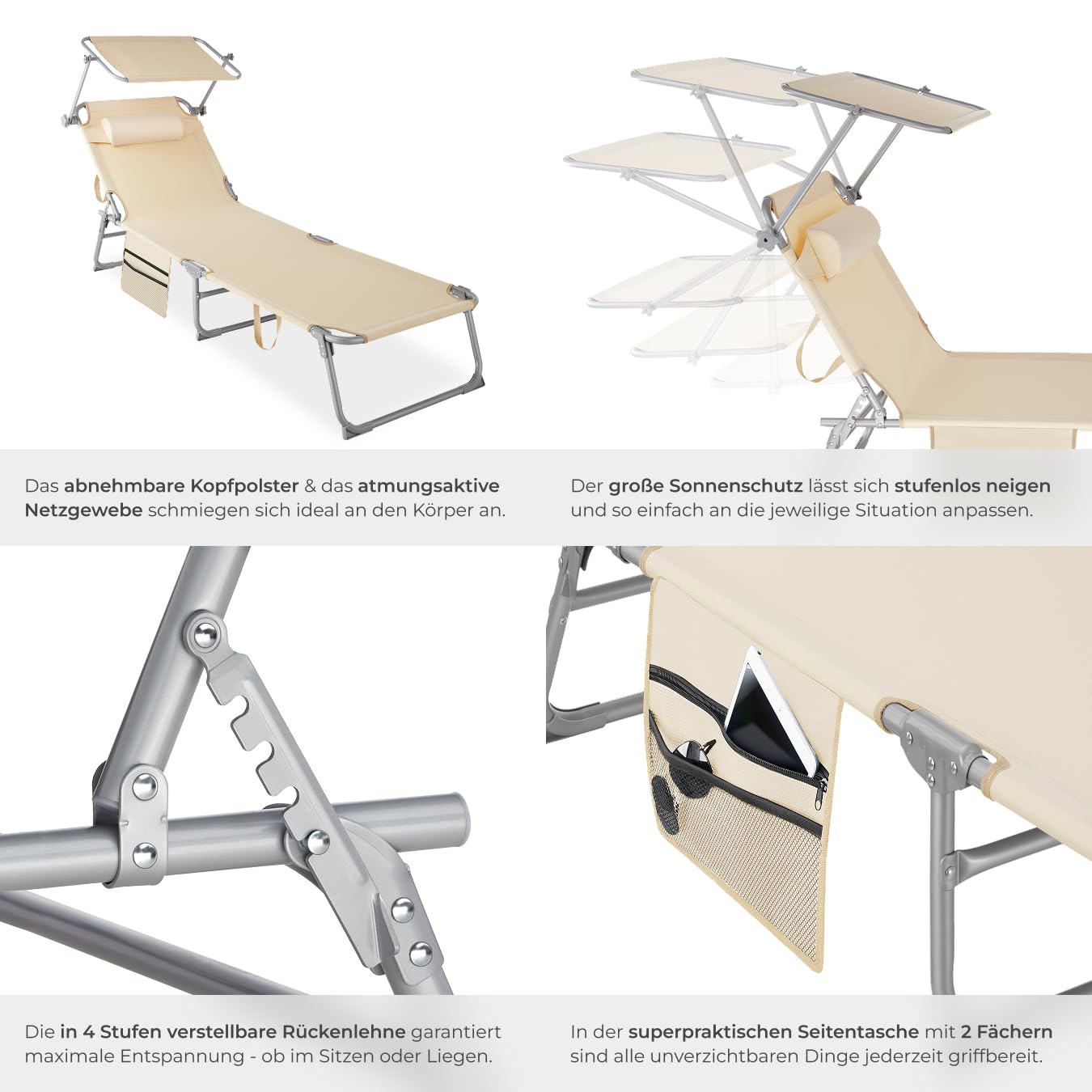Produktbild von Tectake® 2er Set Sonnenliege Klappbar Und Tragbar, Liege Mit
