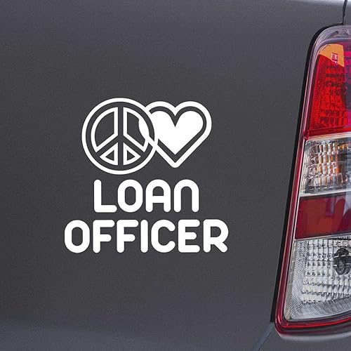 Peace Love Loan Officer White Color Car Laptop Wall Bumper Decal Sticker, DesJ1