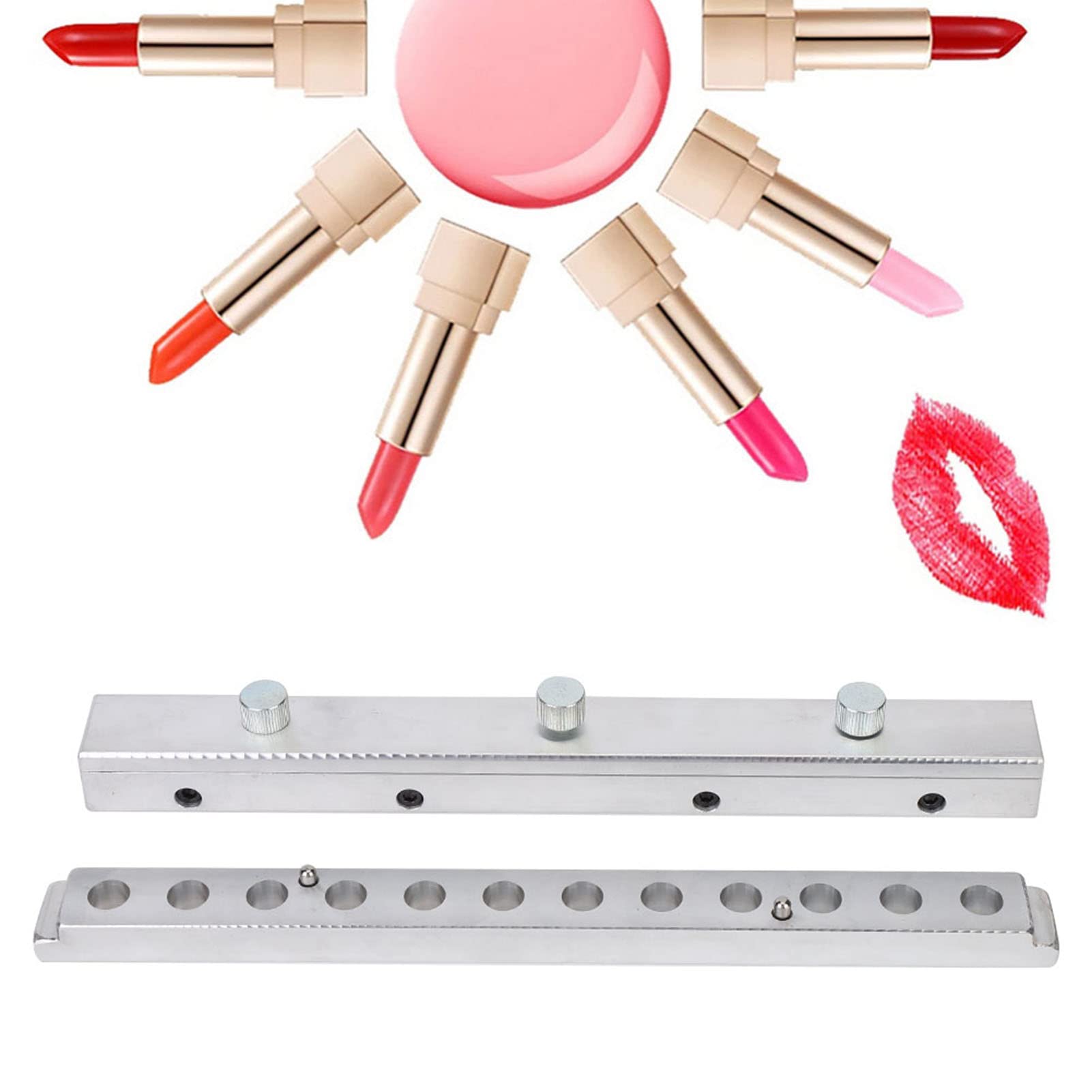 Lippenstift Gießform Aluminium – 12 Löcher, DIY Lippenstift selber machen | 12,1mm Standard-Durchmesser, hochglanzpolierte Oberfläche, leichtes Entformen ohne Ankleben, 12-fach effizient