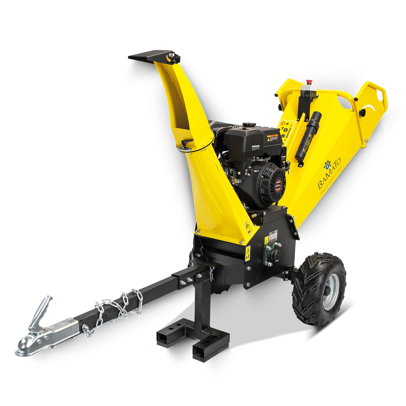 BAMATO Holzhäcksler HACK-150 Gartenhäcksler Benzin Schredder 120mm | Kraftvoller 9 kW Benzin Motor | Max. 120mm Aststärke | Inkl. Abdeckplane, Zubehör & 2000 min-1